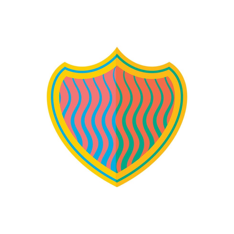 Striped shield icon, flat style 14574767 Vector Art at Vecteezy