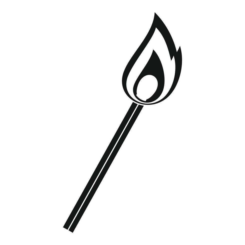 Burning match icon, simple style vector