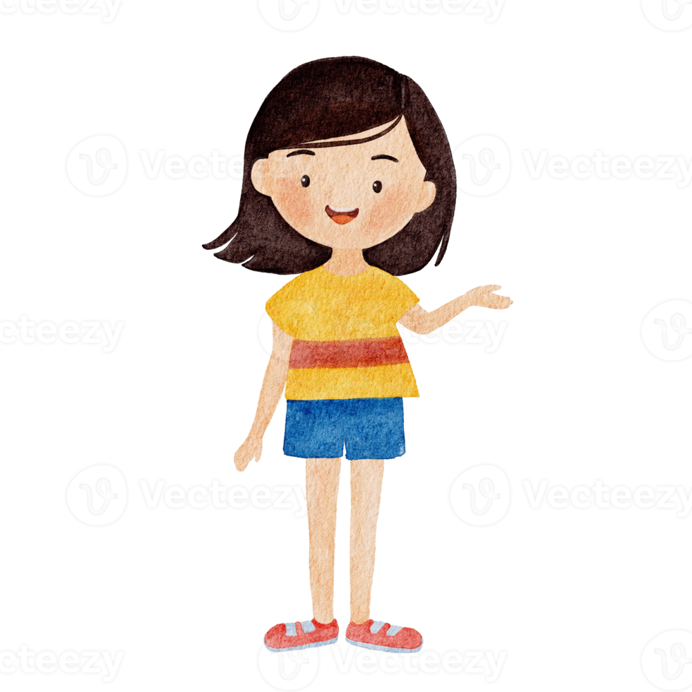 waterverf schattig meisje vervelend t-shirt png