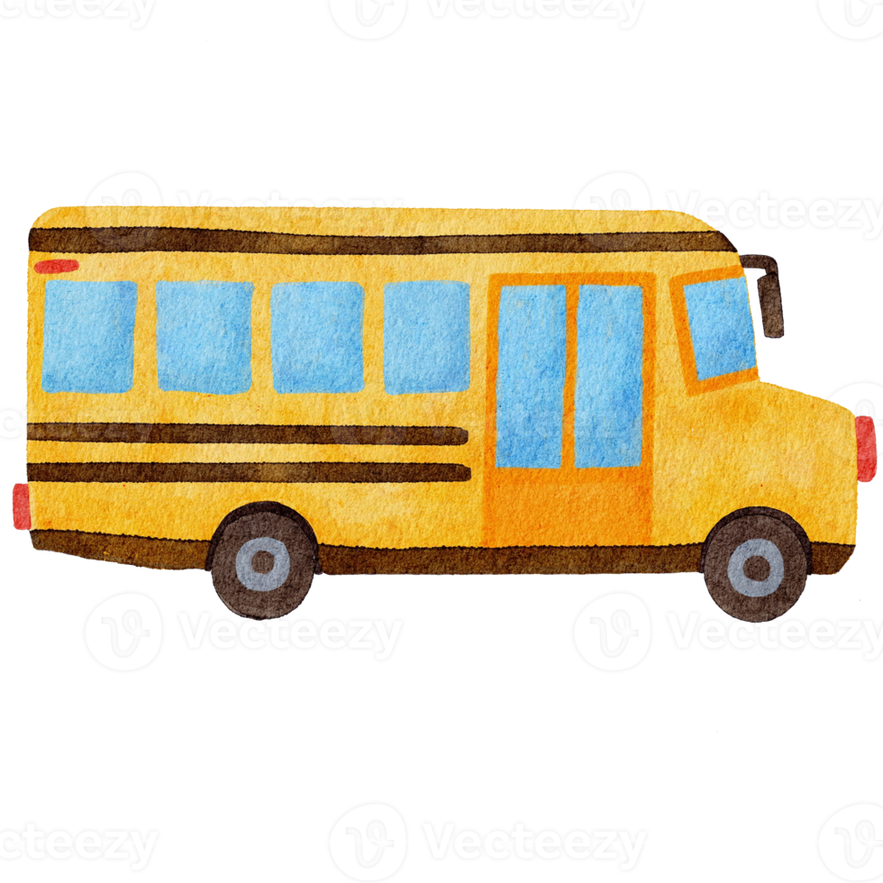 Watercolor cute school bus png