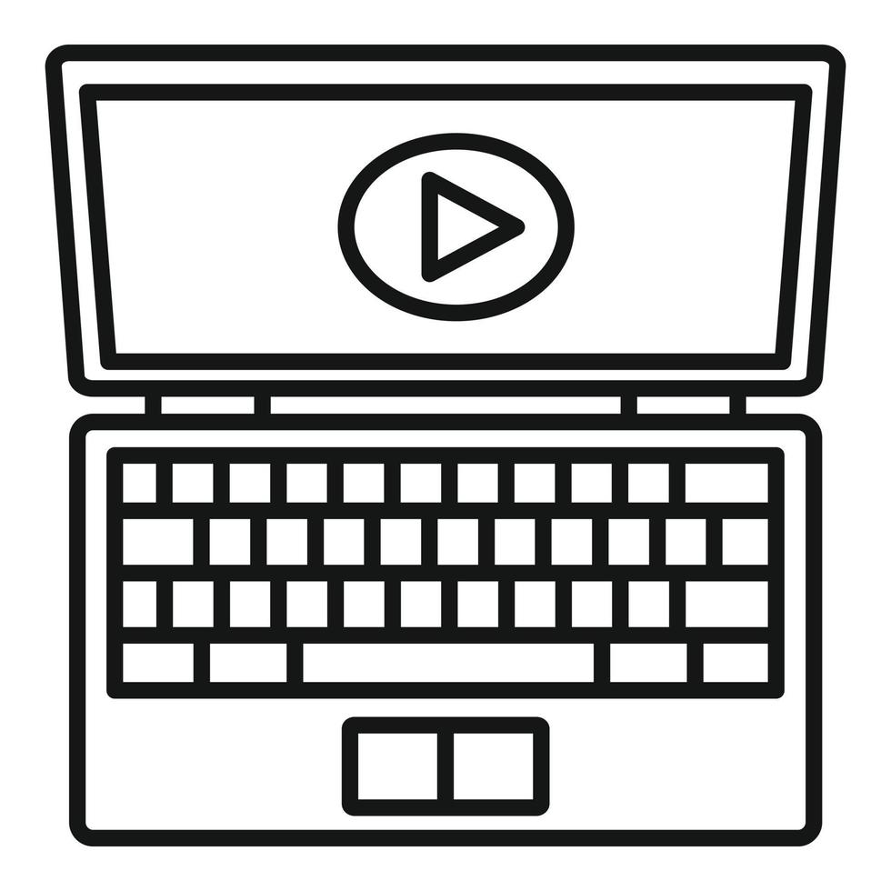Laptop online learning icon, outline style vector
