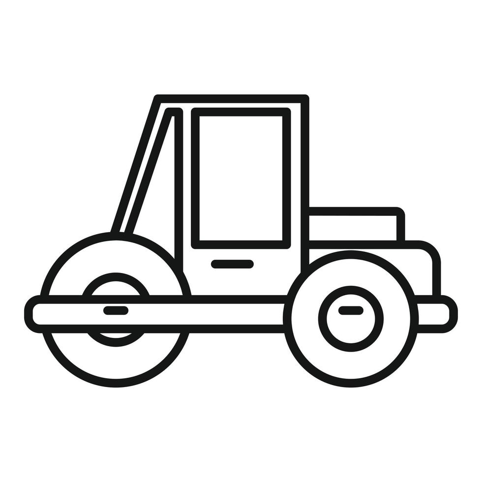 icono de rodillo de carretera de construcción, estilo de esquema vector