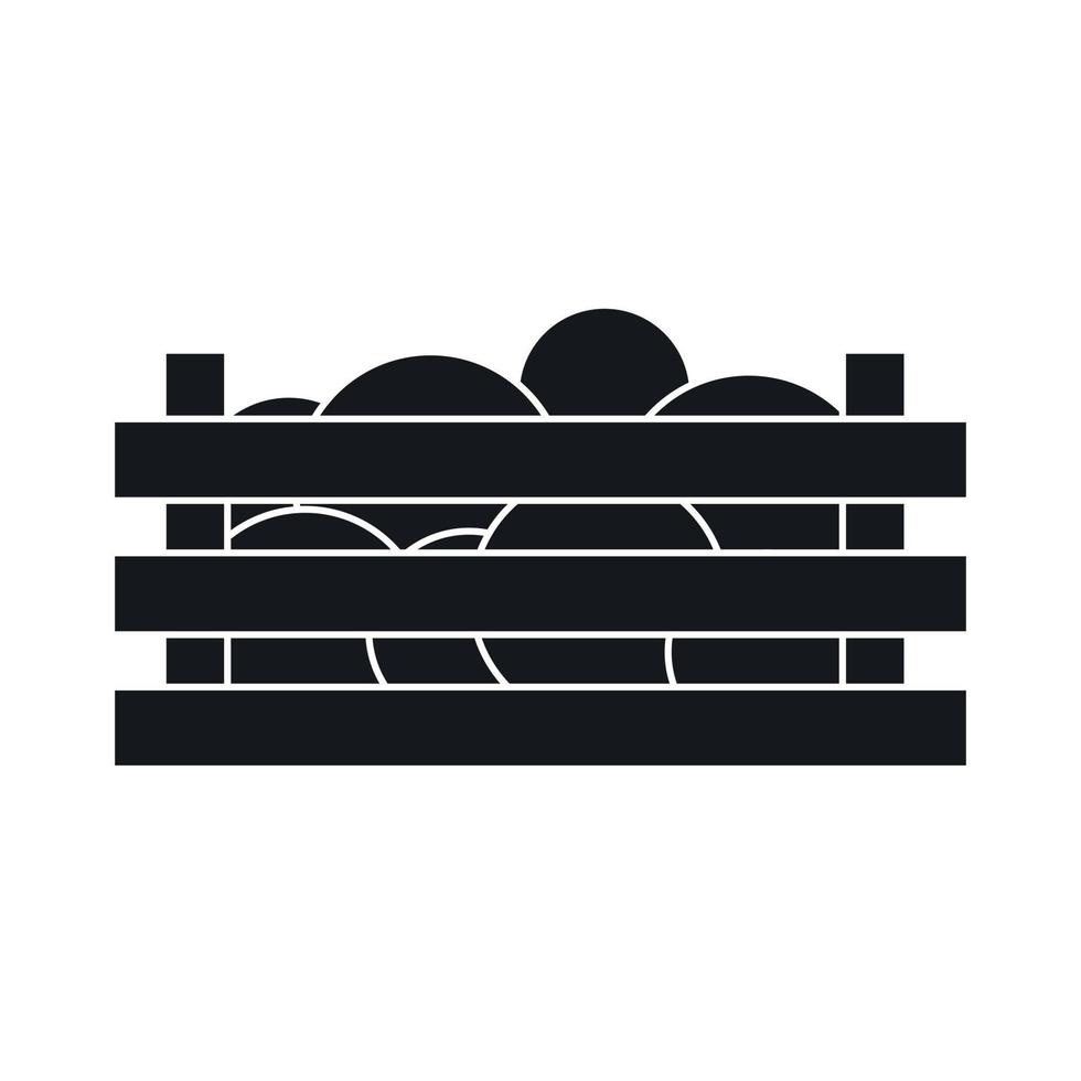 Watermelons in wooden crate icon, simple style vector