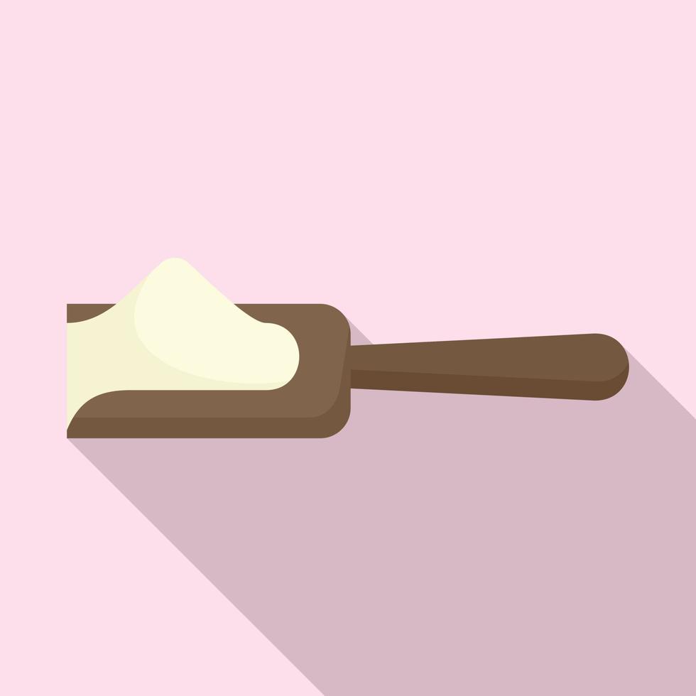 Flour wood spoon icon, flat style vector