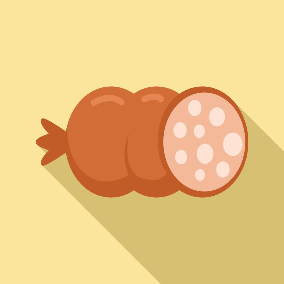 Fried sausage icon, flat style vector