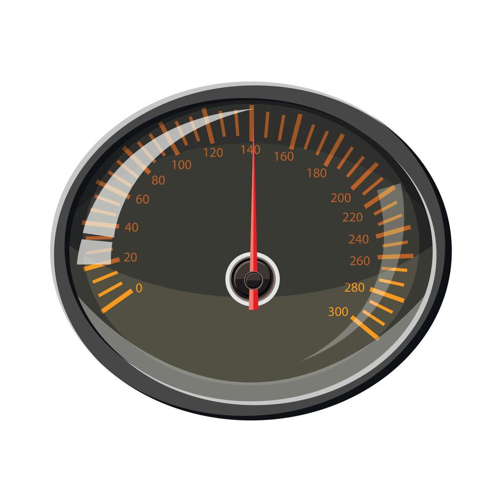 Speedometer 140 km in hour icon, cartoon style vector