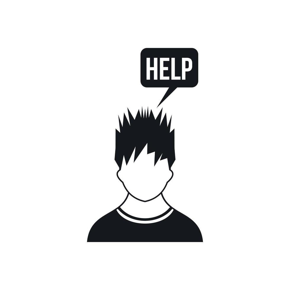 Man needs help icon, simple style vector