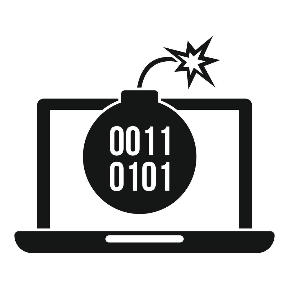 Laptop fraud bomb icon, simple style vector