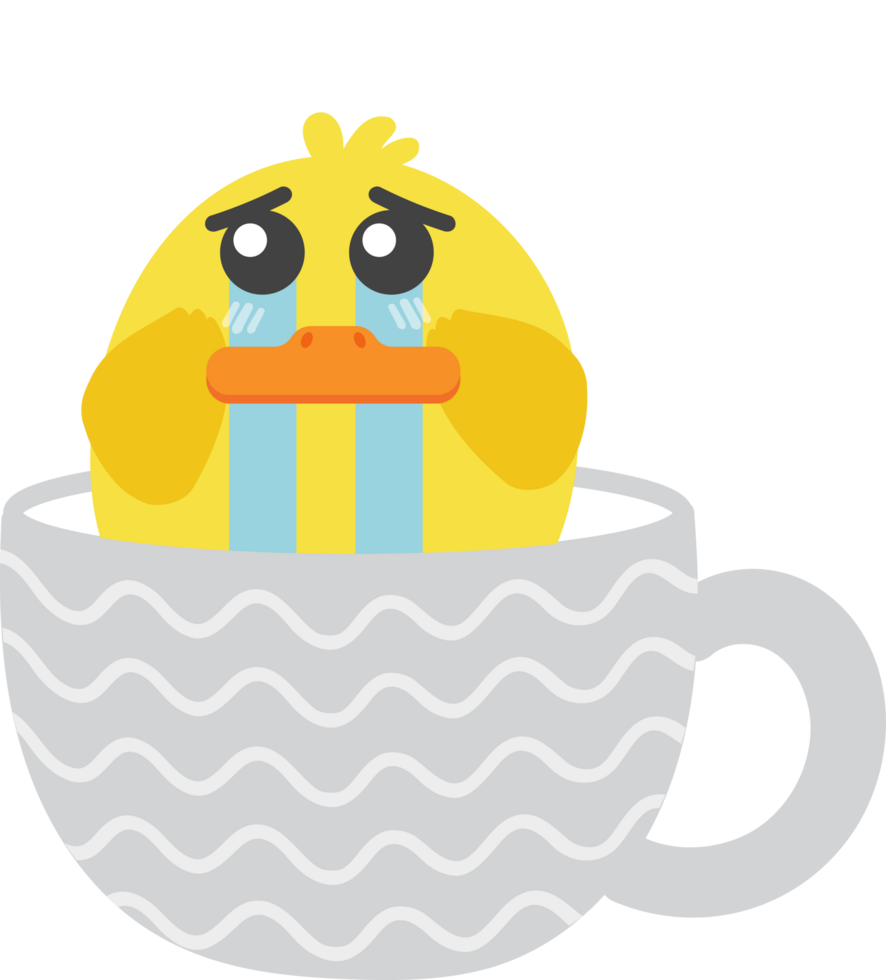 Chick on teacup cartoon character crop-out png