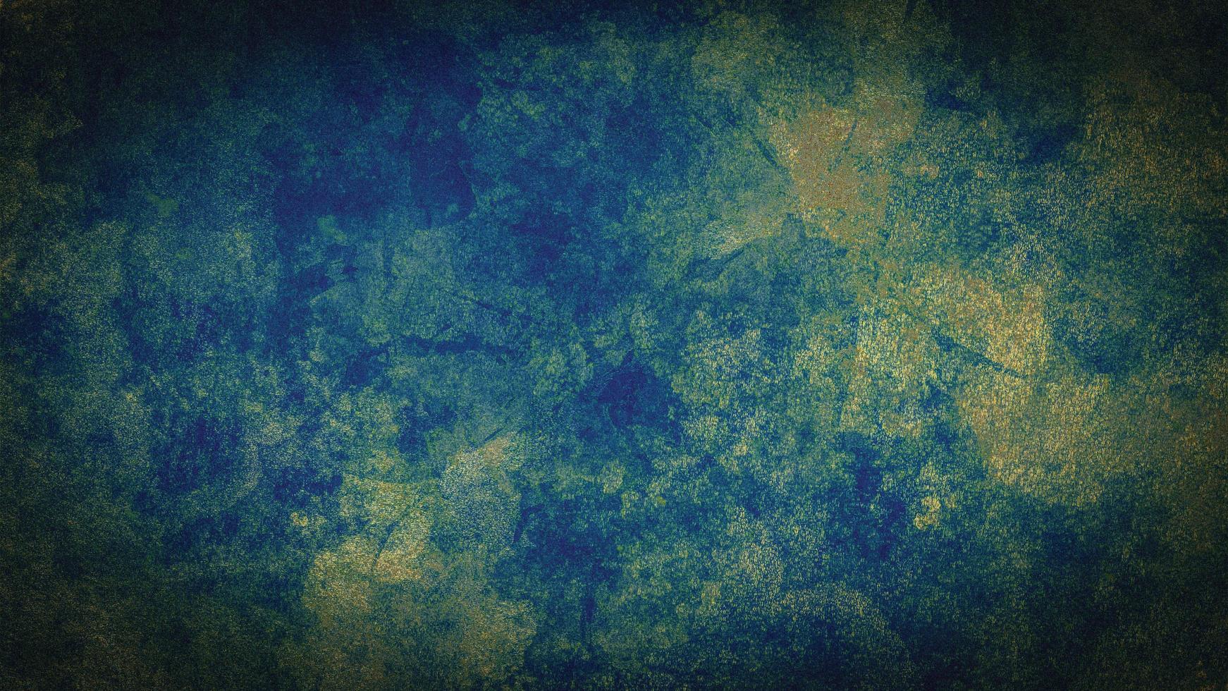 Abstract Old vintage blue green background with distressed texture and grunge design with black border. Cosmic neon polar lights watercolor background. photo