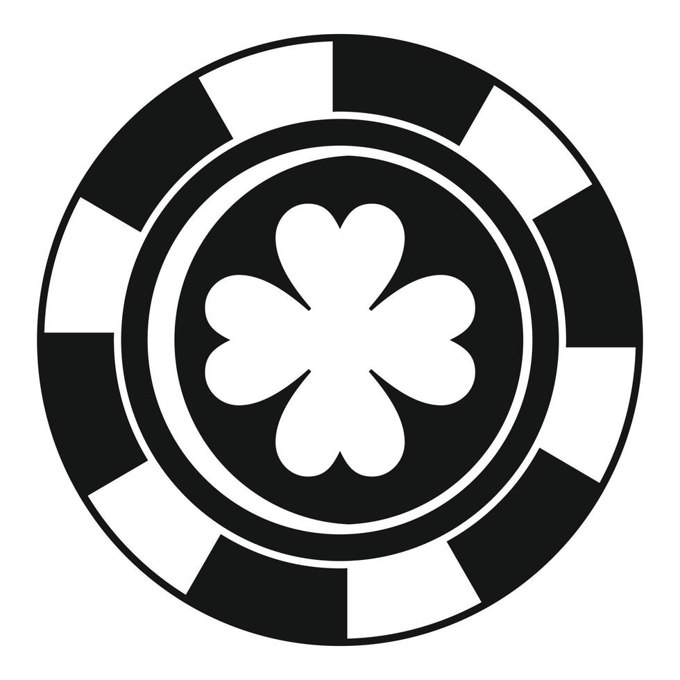Casino chip clover icon, simple style vector