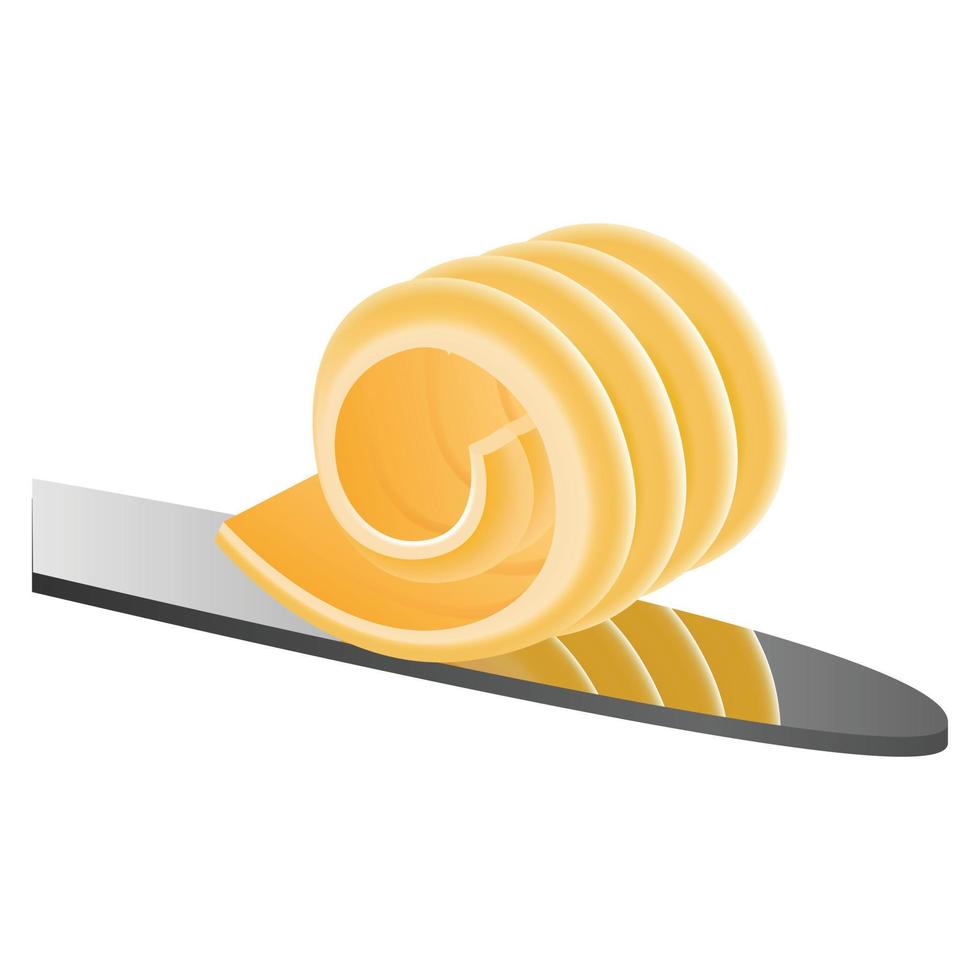 Butter on knife icon, realistic style vector