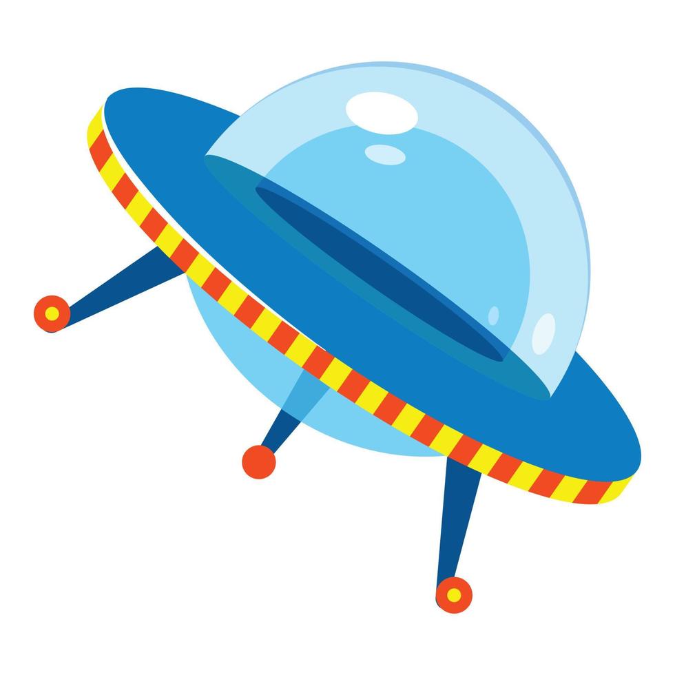 Flying ufo icon, cartoon style vector