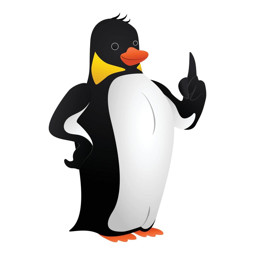 Wise penguin icon, cartoon style vector