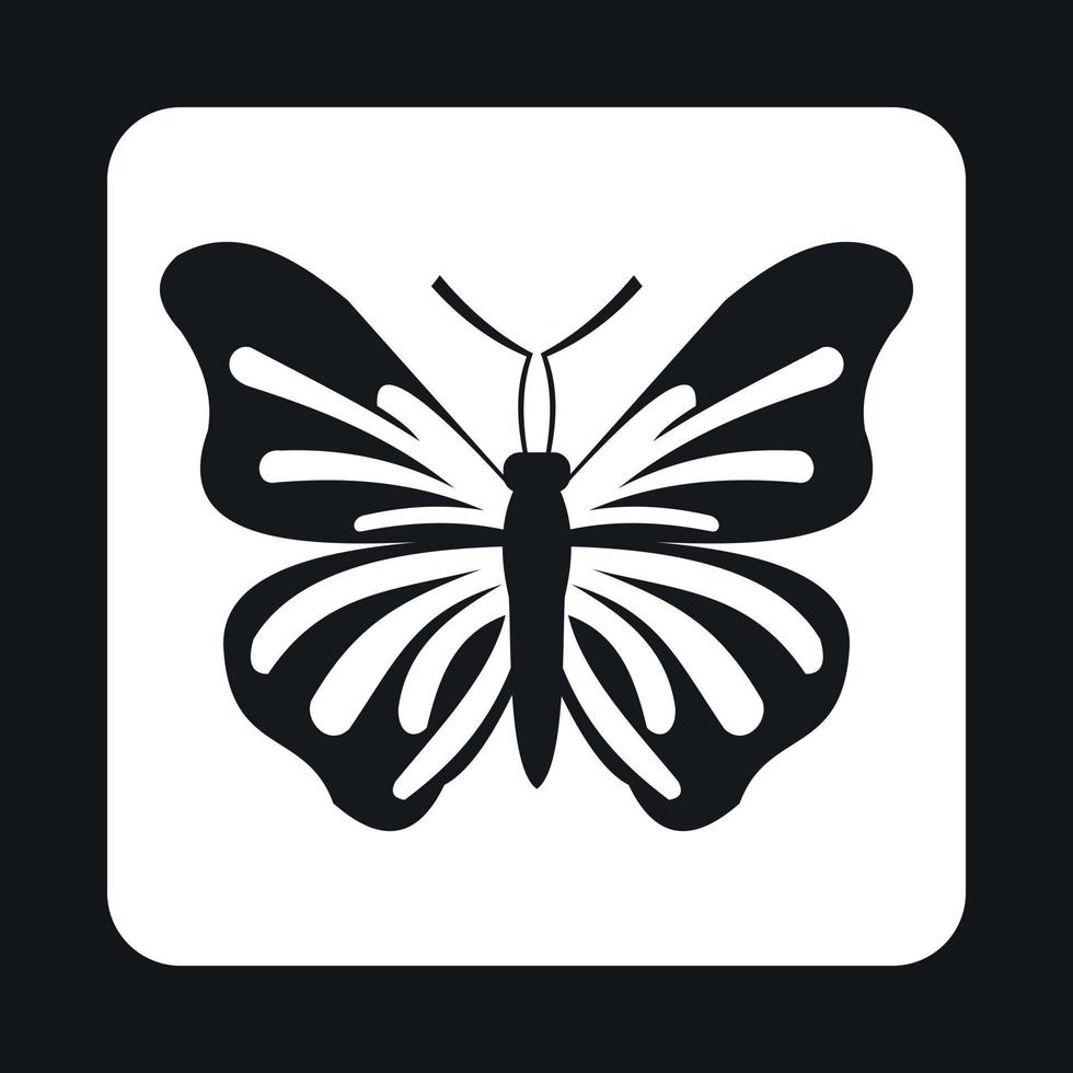 Butterfly with striped pattern on wings icon vector