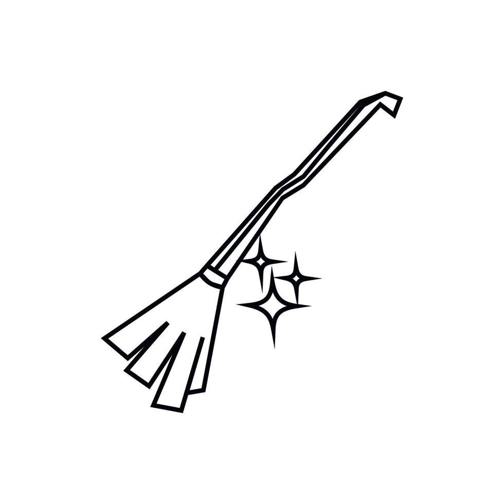 Magic broom icon, outline style vector