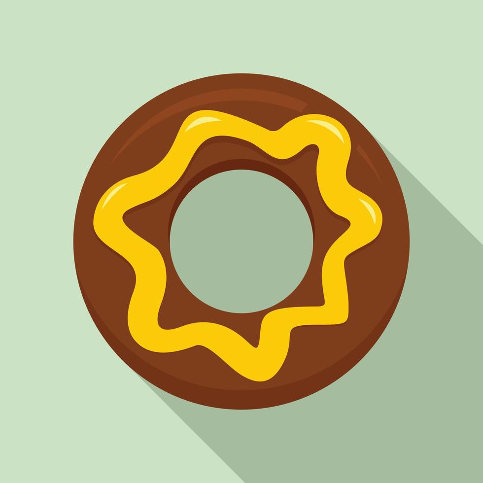 Chocolate donut icon, flat style vector