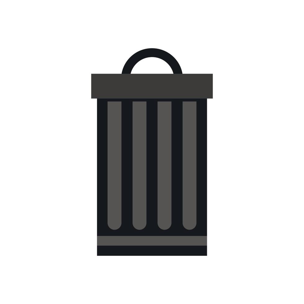 Metal dustbin icon, flat style vector
