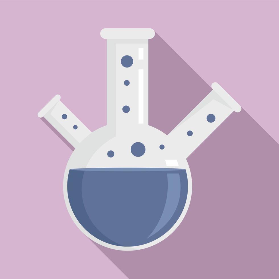 Boiling triple flask icon, flat style vector