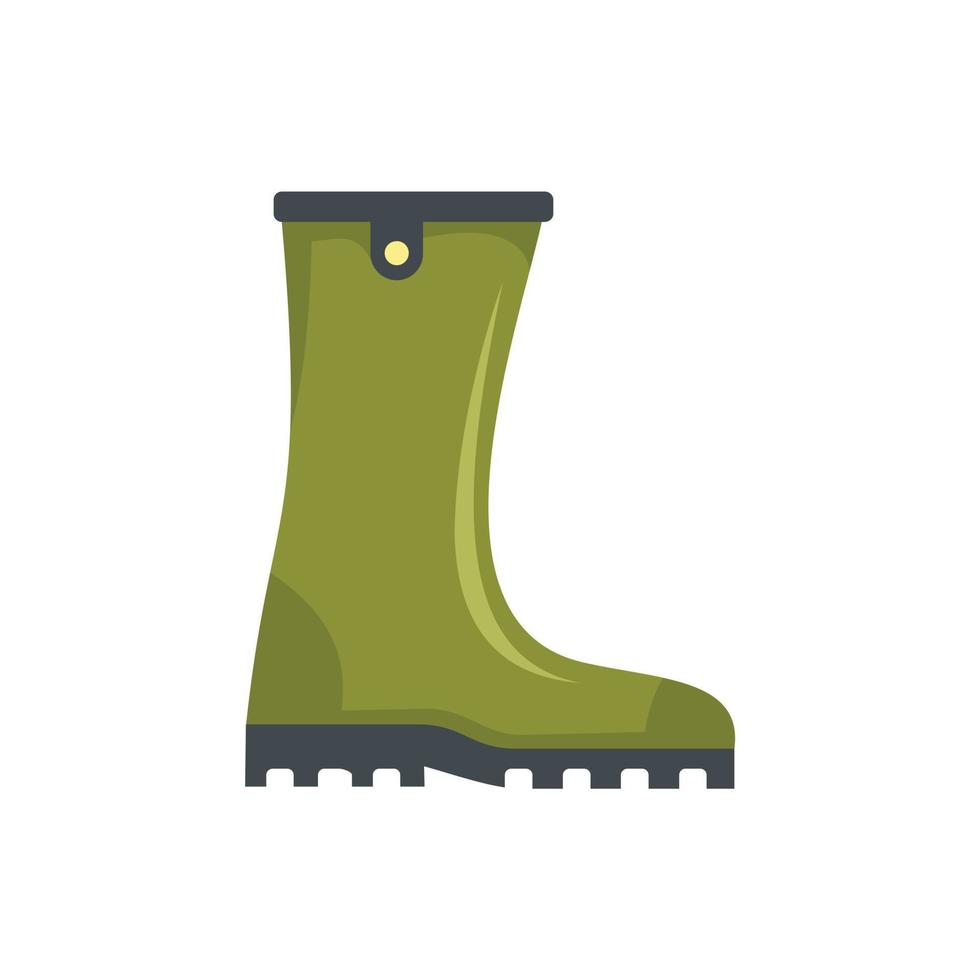 Green rubber boot icon, flat style vector