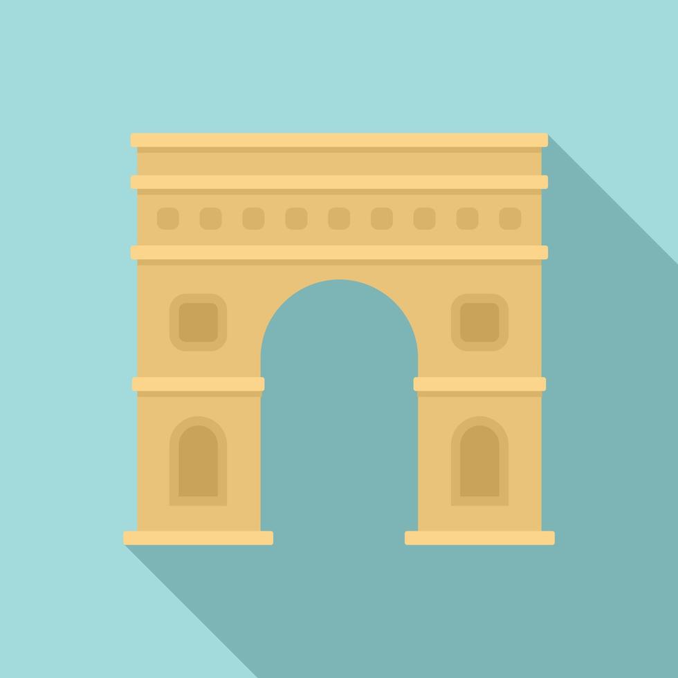 Paris triumphal arch icon, flat style vector