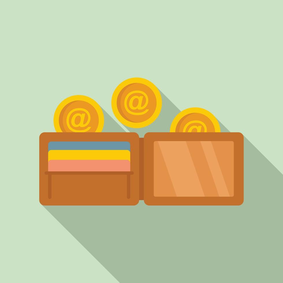 Coins digital wallet icon, flat style vector