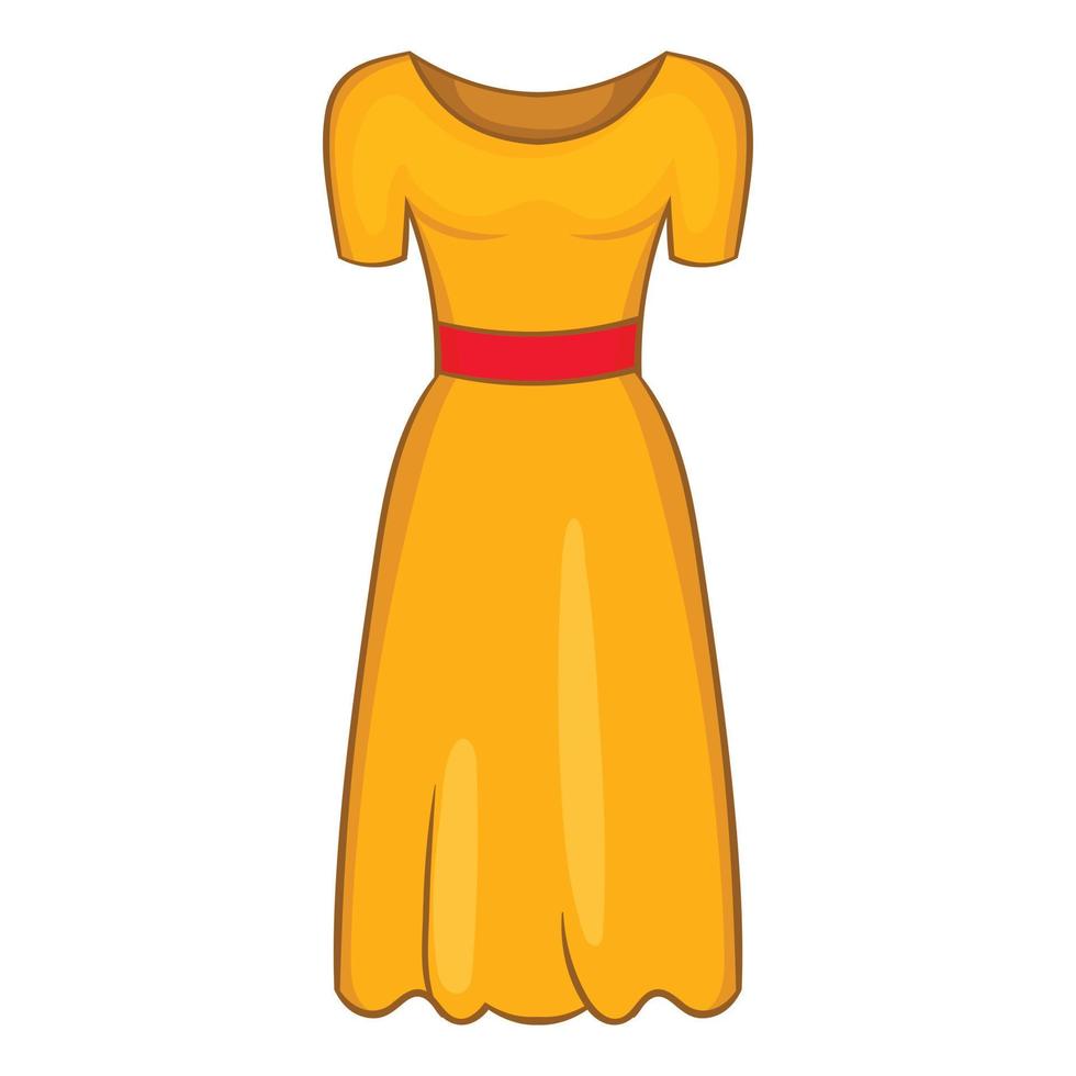 Summer red women's dress with a belt. Dress with a floral pattern. Vector  flat cartoon illustration. 2456634 Vector Art at Vecteezy