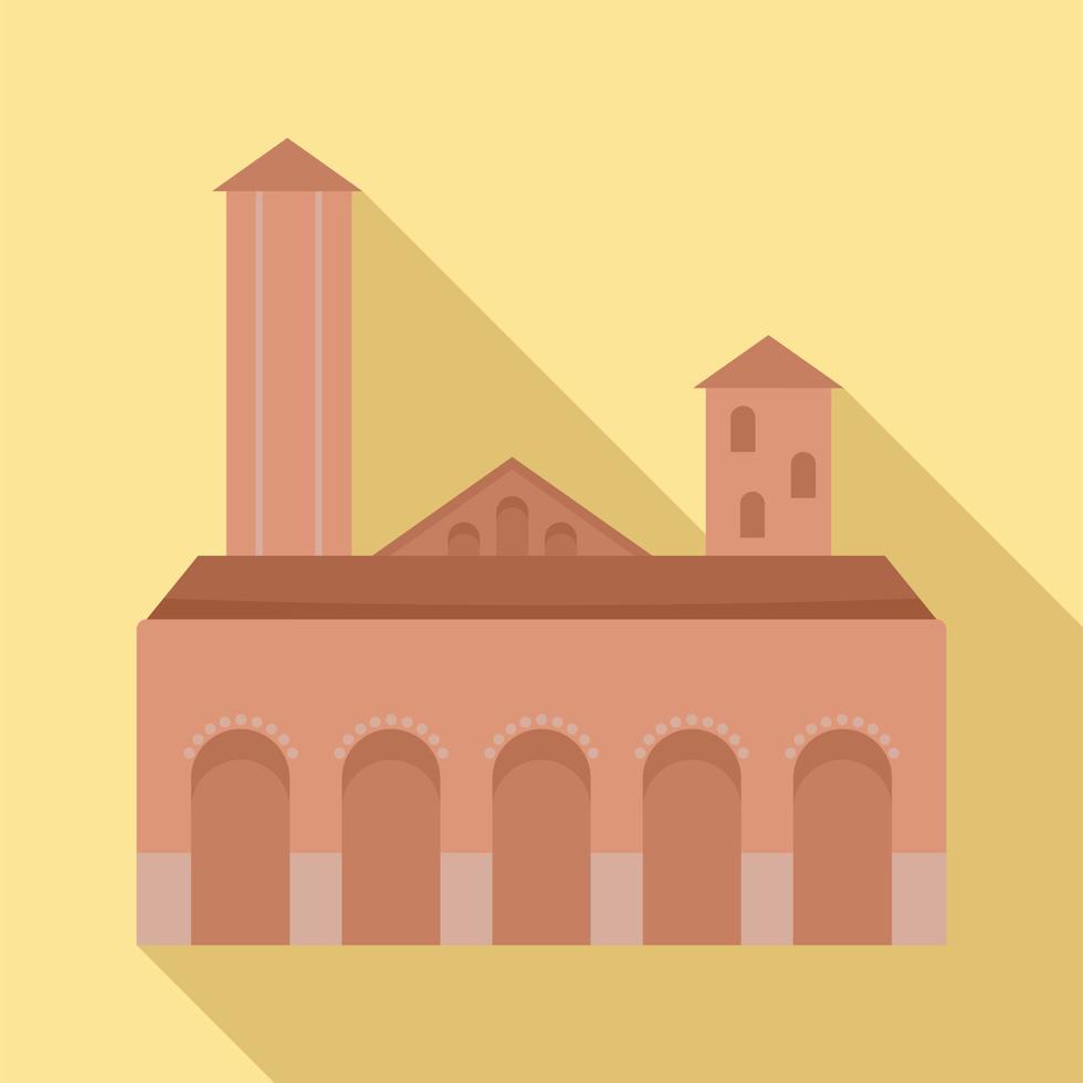 City tower brown building icon, flat style vector