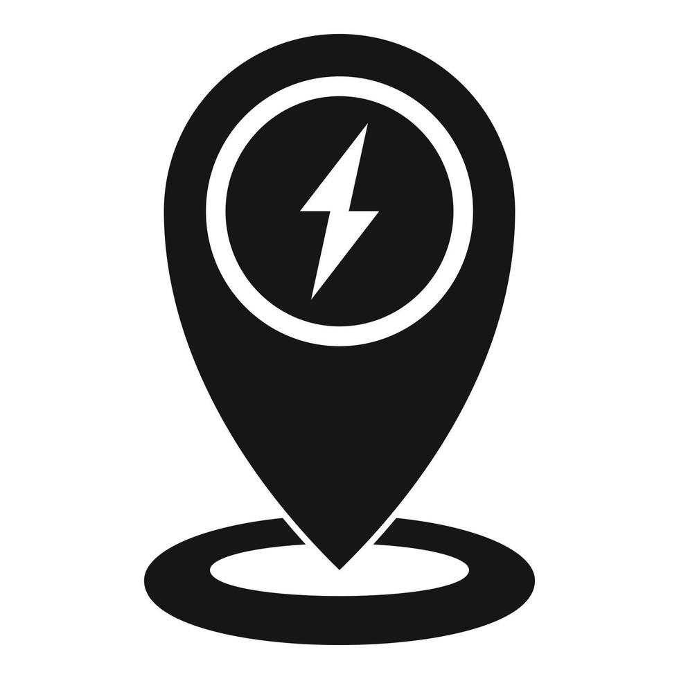 Gps pin charging car station icon, simple style vector