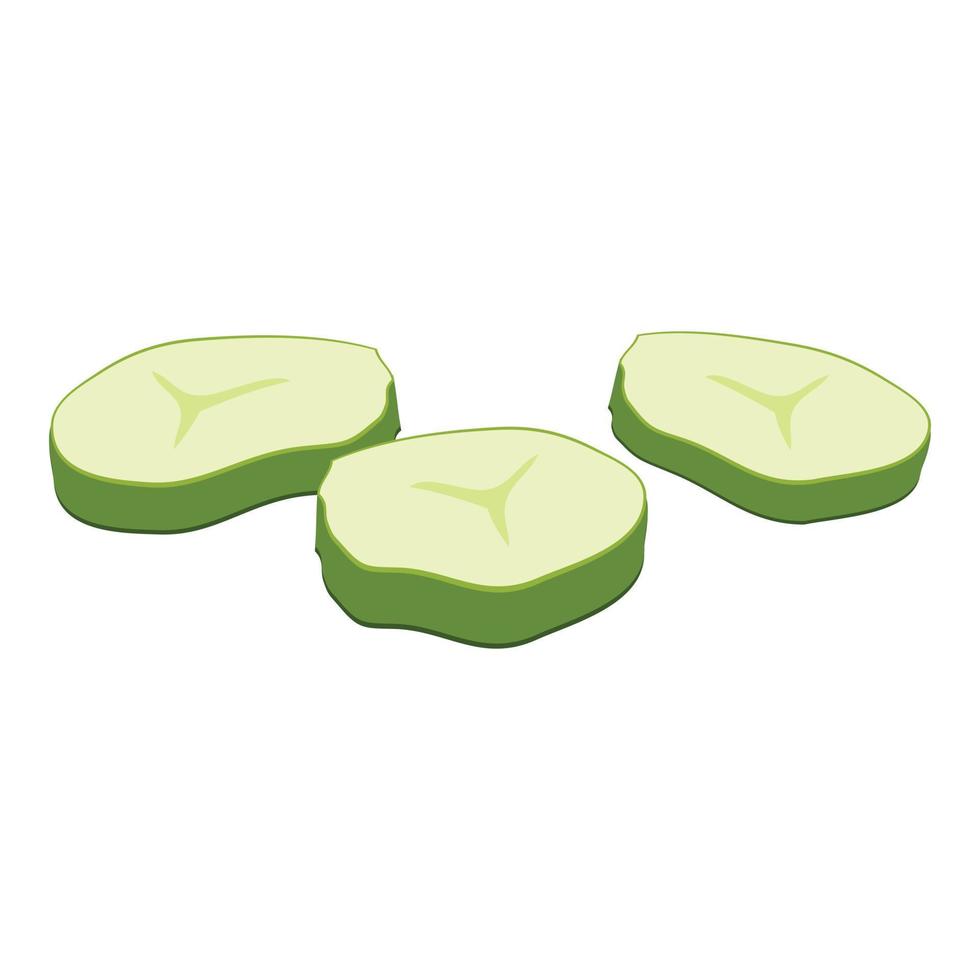 Cutted burger cucumber icon, cartoon style vector