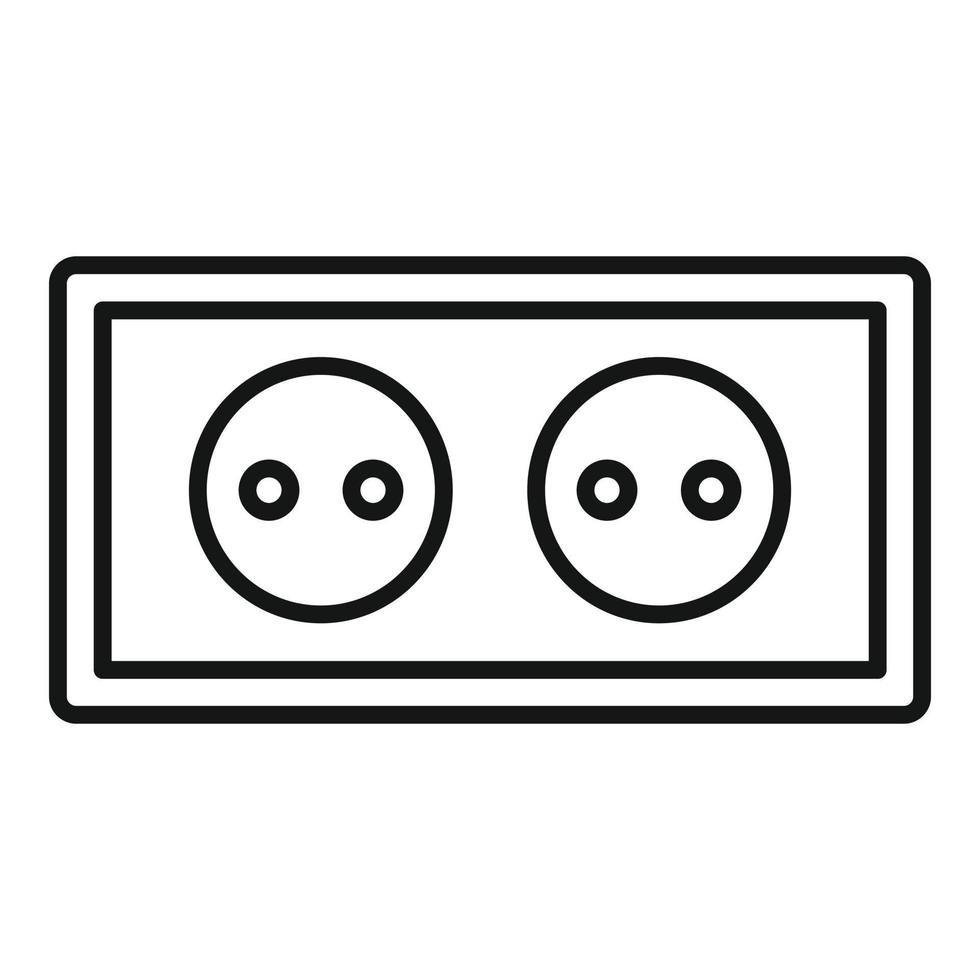 Double power socket icon, outline style vector
