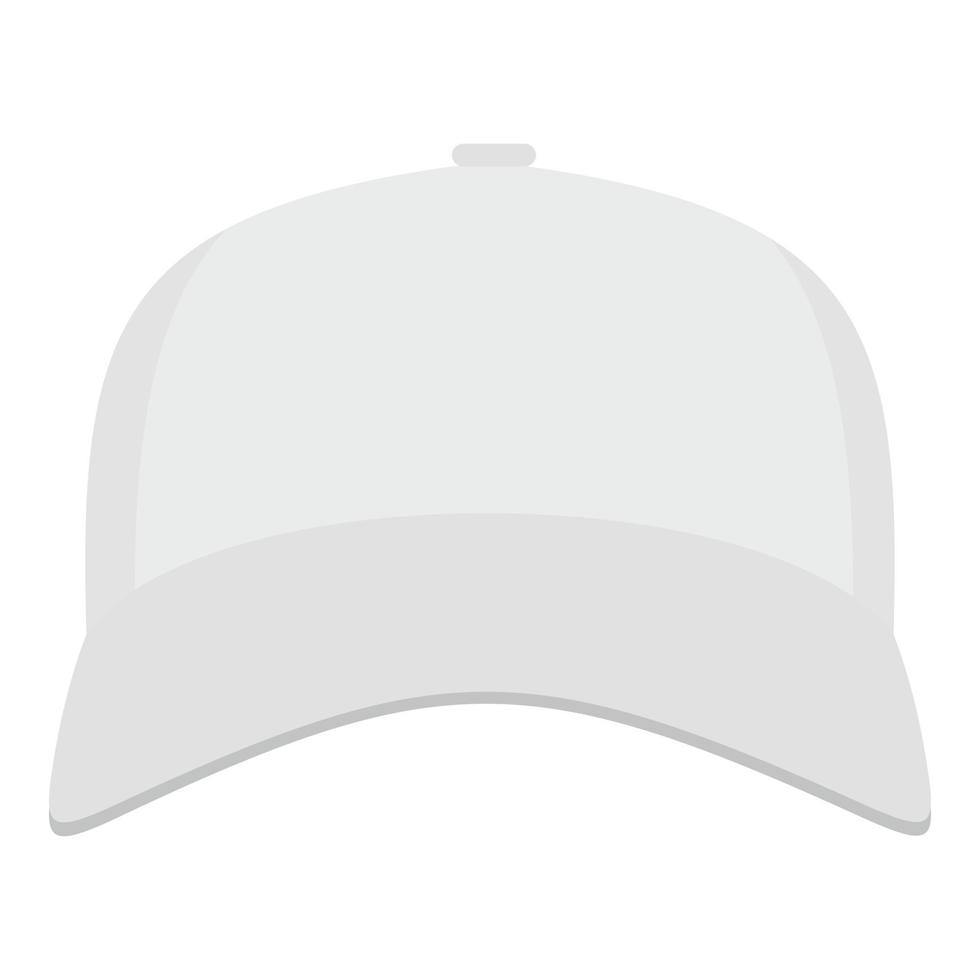 White baseball cap in front icon, flat style. vector