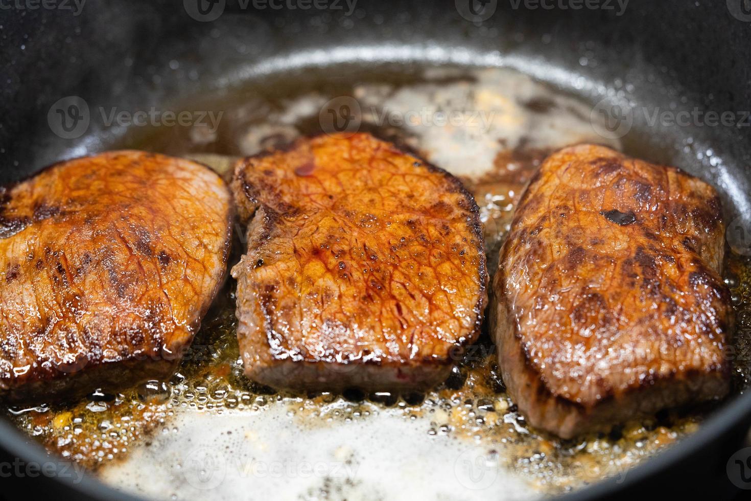 pan-roasted steak with fresh whale mushrooms photo