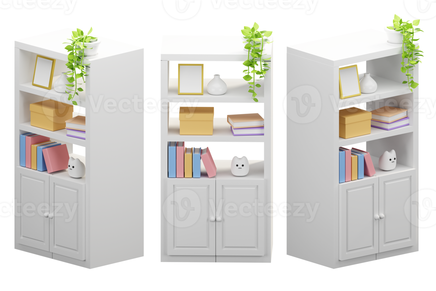 3D white wooden cabinet png