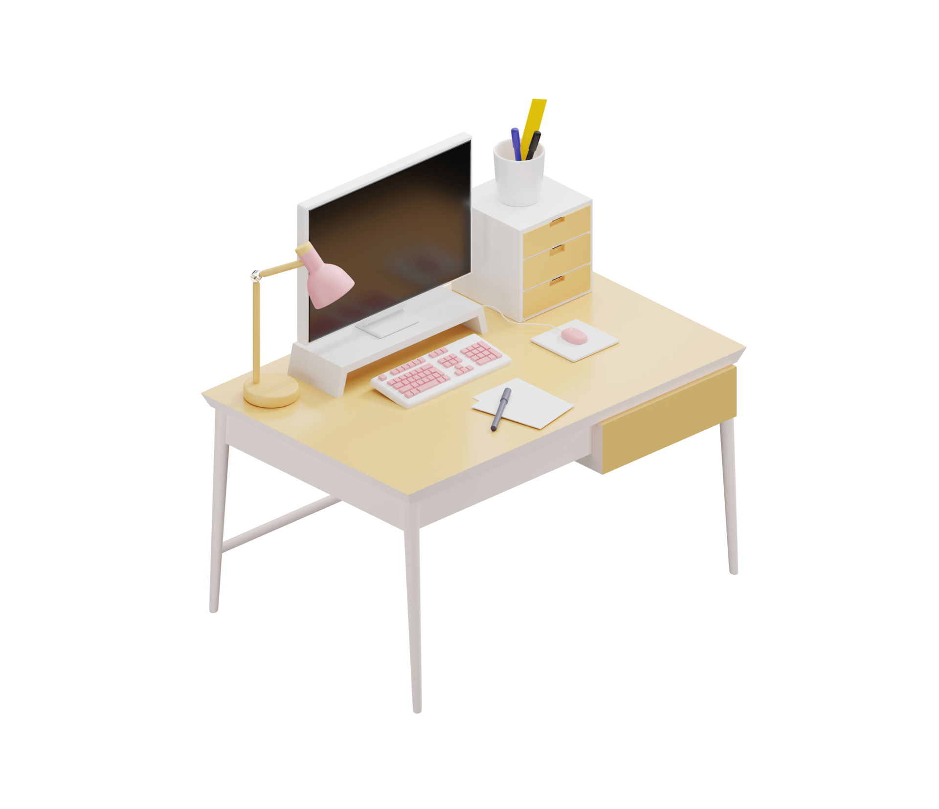 3D Desk with computer 14576595 PNG
