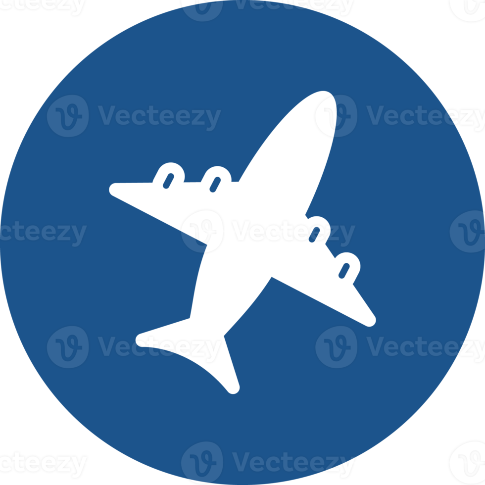 Airplane icon in blue circle. png