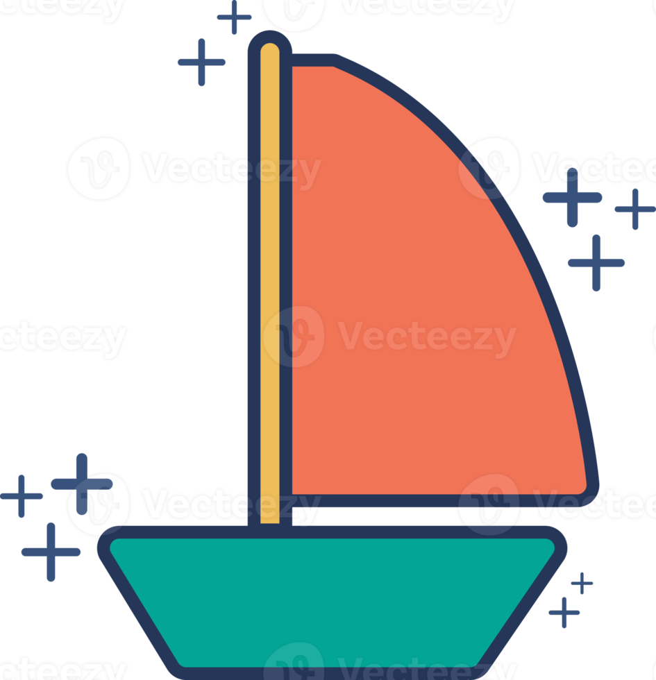 Sailboat icon illustration glyph style design with color and plus sign. png