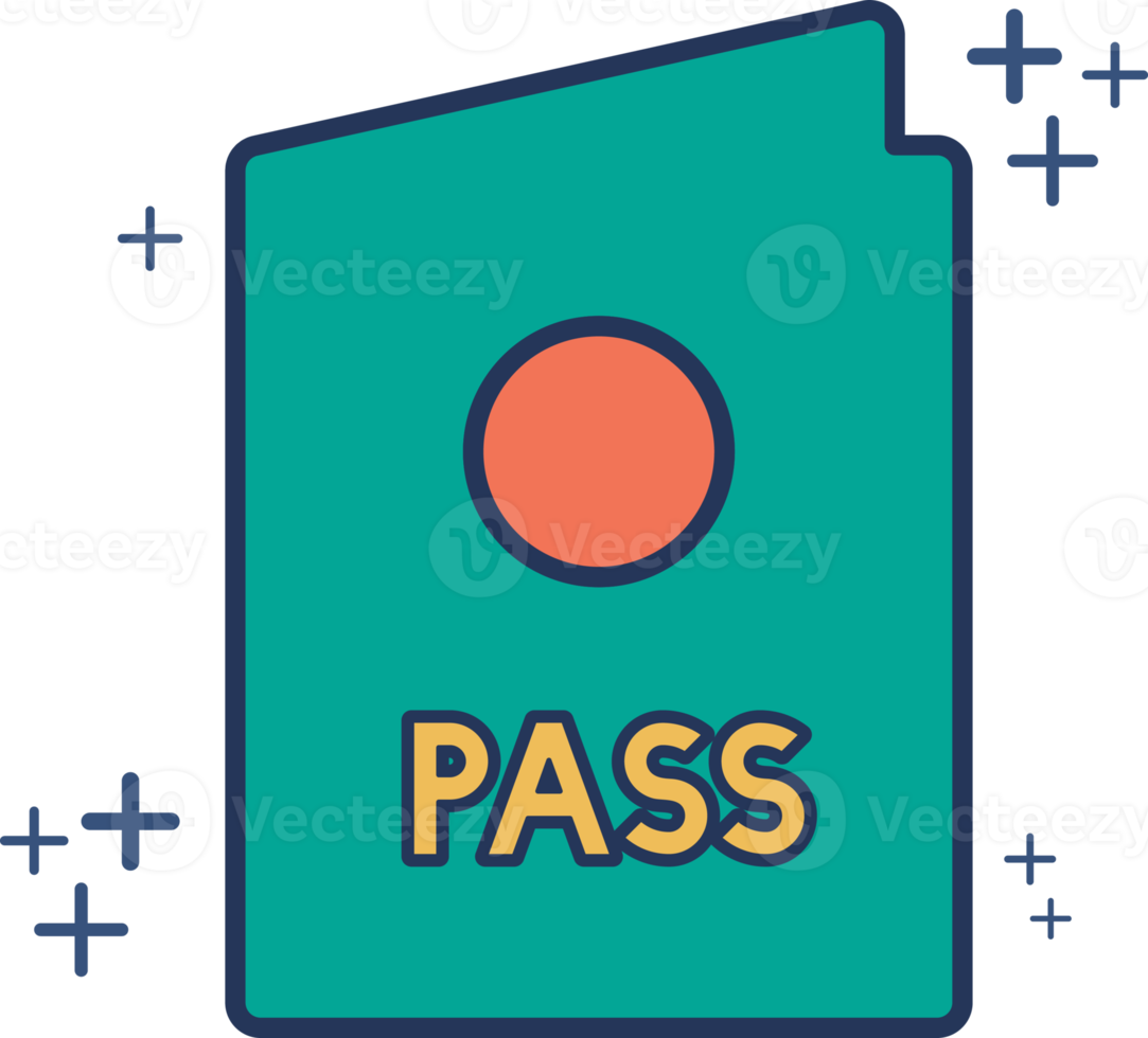 pass ikon illustration glyf stil design med Färg och plus tecken. png