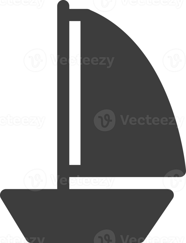 Segelboot schwarzes Schattensymbol, Reise-Icon-Set. png