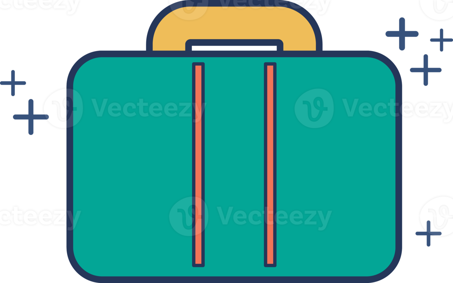 Hand luggage icon illustration glyph style design with color and plus sign. png