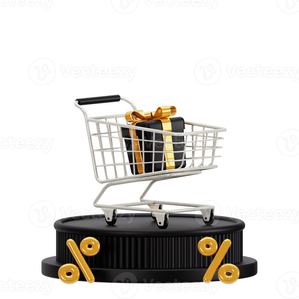 Black friday promotion podium 3d illustration png