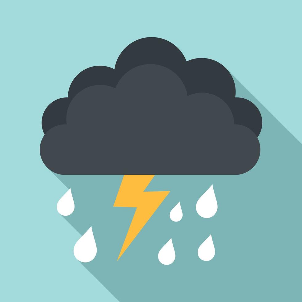 Season thunderstorm icon, flat style vector