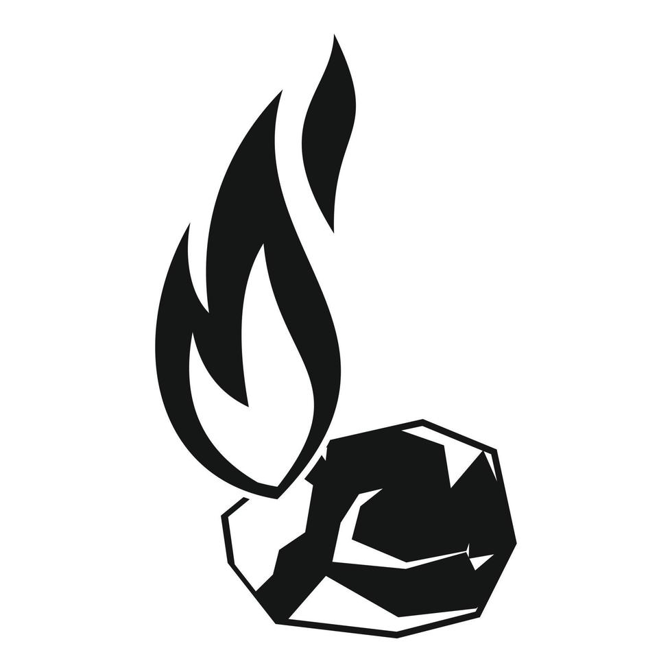 Burning coal icon, simple style vector