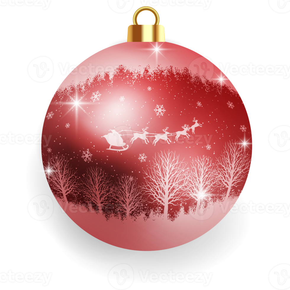 Metallic Red Christmas Ball. png