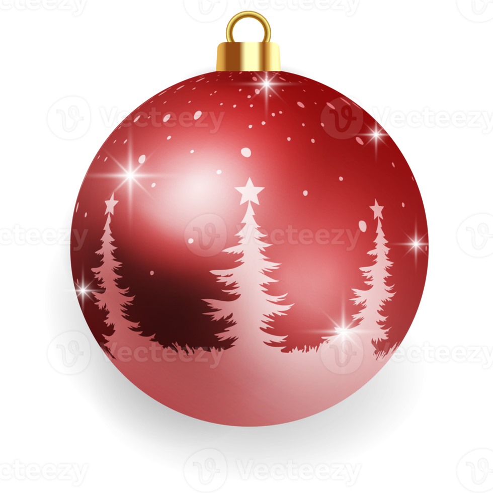 Metallic Red Christmas Ball. png