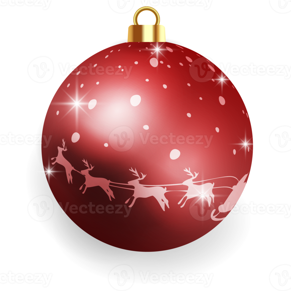 Metallic Red Christmas Ball. png