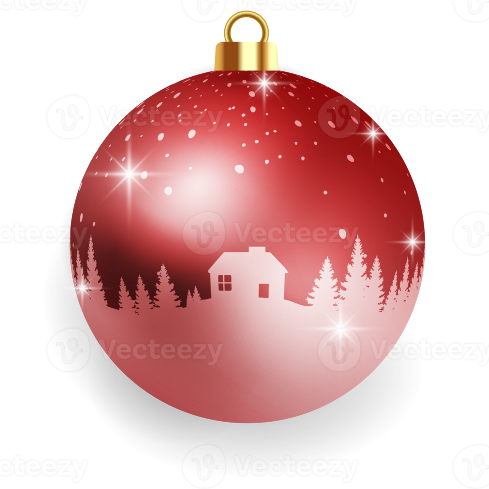 Metallic Red Christmas Ball. png