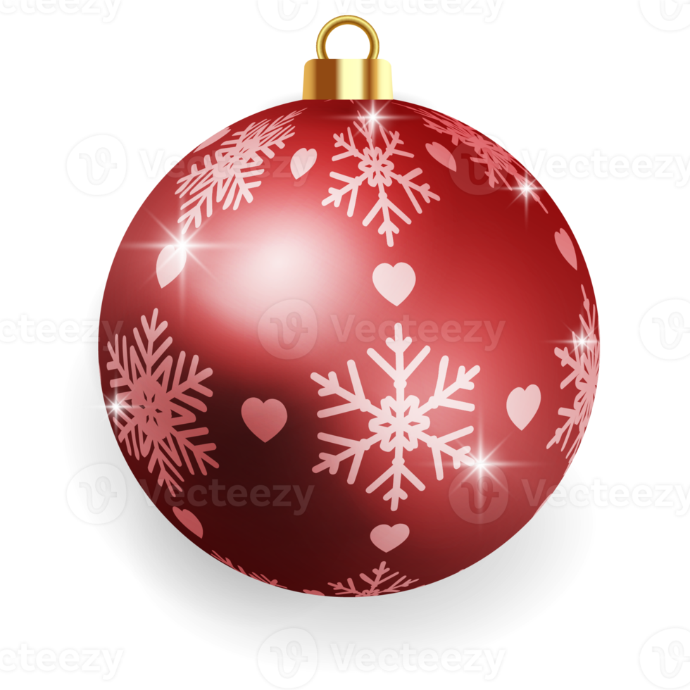 Metallic Red Christmas Ball. png