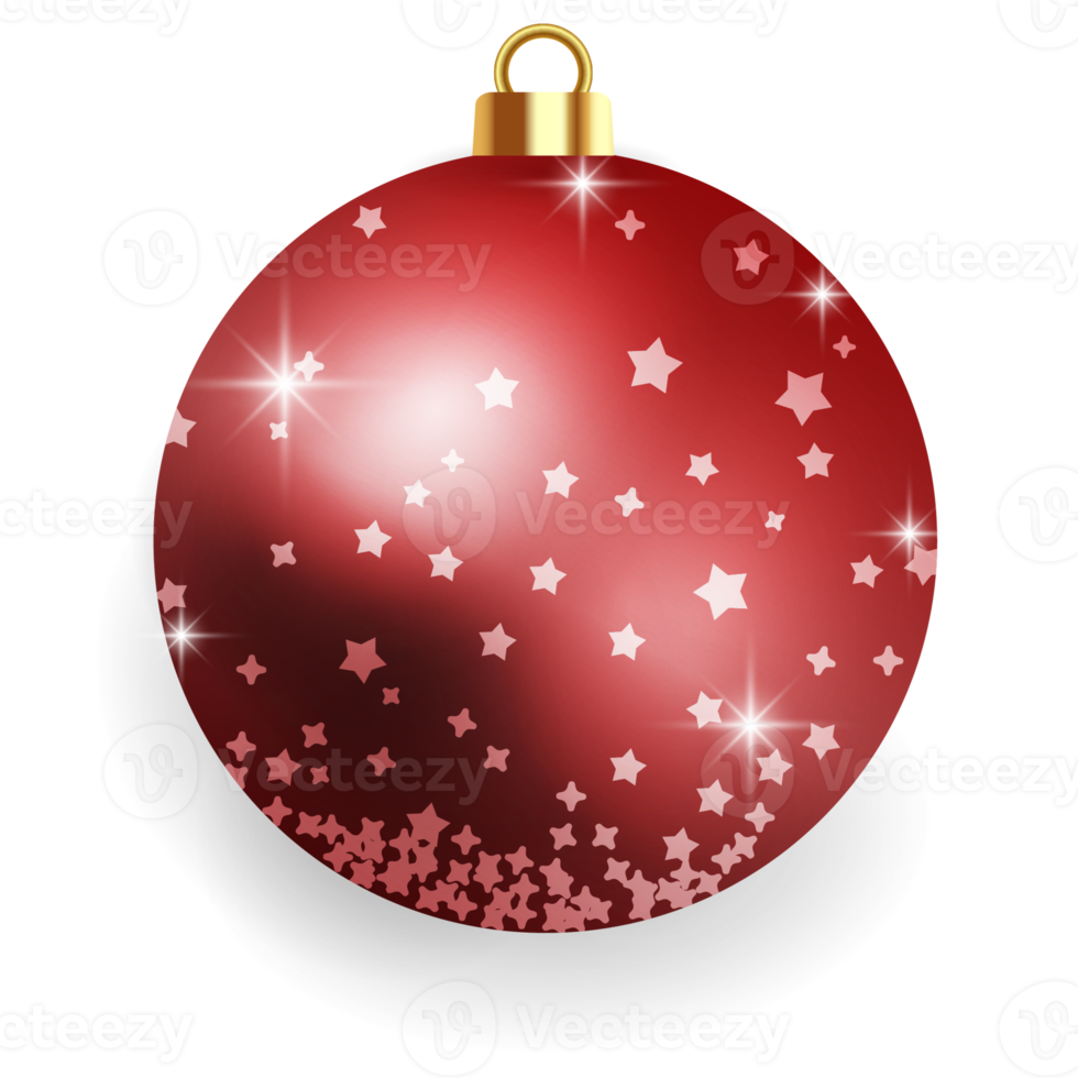 Metallic Red Christmas Ball. png