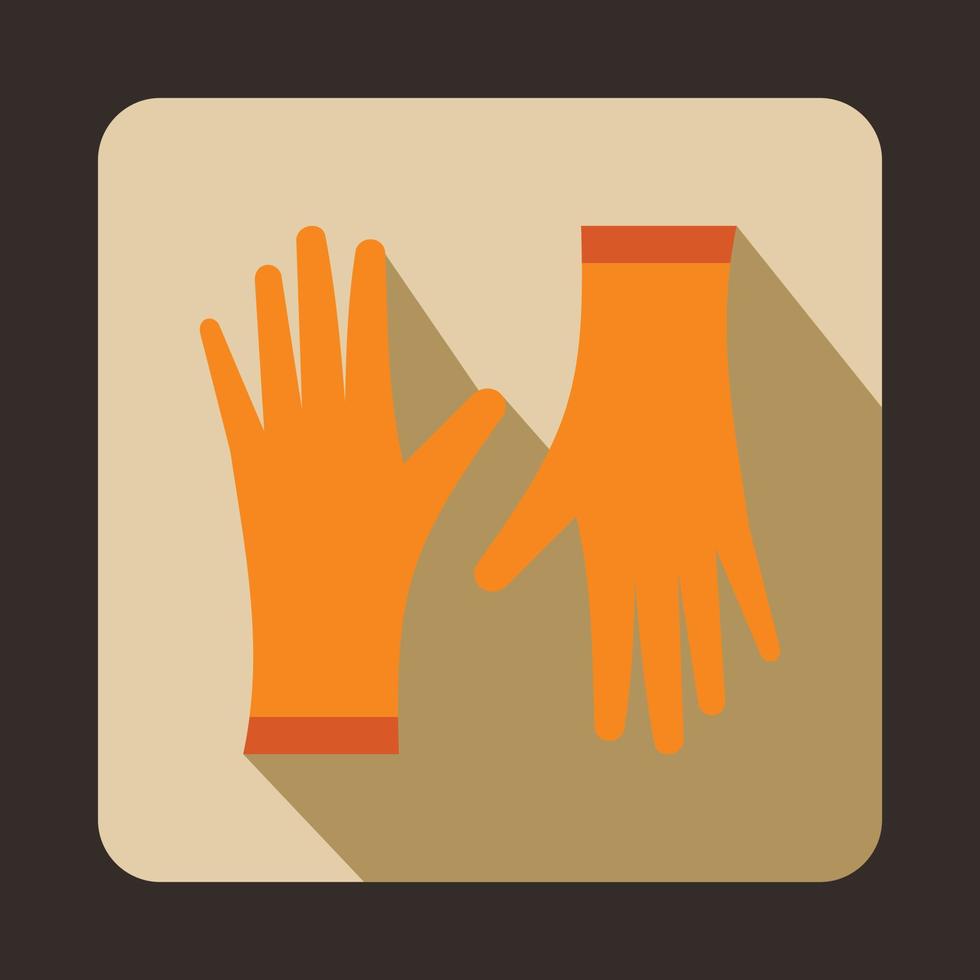 Orange protective gloves icon, flat style vector